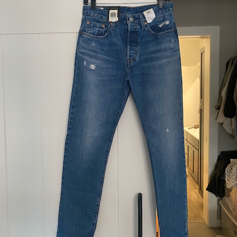 NWT Levi's 501 High Rise Straight Leg Jeans Dark Wash Quality Denim